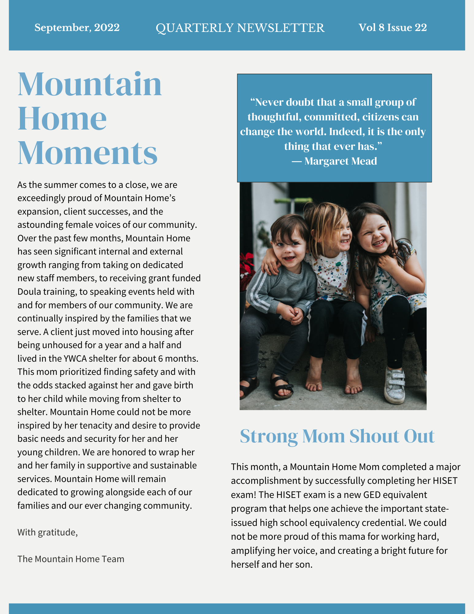 Mountain Home Quarterly Newsletter (Autumn 2022)