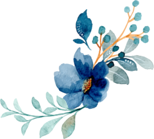 Watercolor blue flower