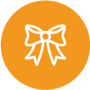 Gift Bow in orange circle icon