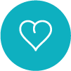 Heart in teal circle icon